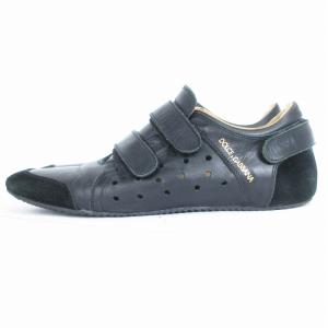 DOLCE&GABBANA ベルクロスニーカー ローカット マジックテープ 黒 ブラック  8 26 靴 AA