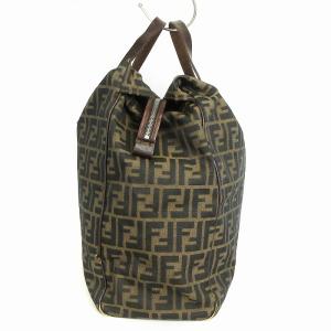 FENDI ズッカ柄 ボストンバッグ ハンド キャンバス レザー 総柄 茶 ブラウン 鞄 SM3 AA
