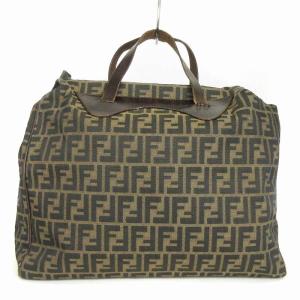 FENDI ズッカ柄 ボストンバッグ ハンド キャンバス レザー 総柄 茶 ブラウン 鞄 SM3 AA