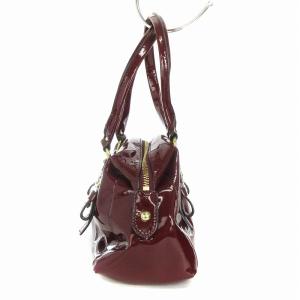 COACH ハンドバッグ エナメル ストラップ ジップ開閉 ロゴ ボルドー 鞄 AA