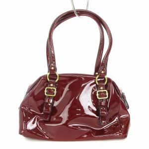 COACH ハンドバッグ エナメル ストラップ ジップ開閉 ロゴ ボルドー 鞄 AA