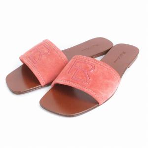 サンダル スエード ロゴ ピンク 38 M 靴 AA