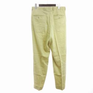 HERMES スラックス パンツ ロング丈 リネン ウール 無地 黄色系 イエロー 50 LL GY99