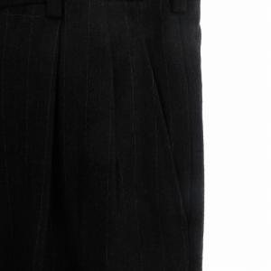 HERMES スラックス パンツ ロング テーパード ストライプ ウール A1935 ダークグレー GY99