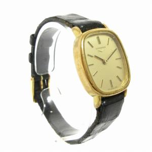 Longines ヴィンテージ 腕時計 アナログ 手巻き レザー 文字盤 ゴールドカラー 黒 ブラック ウォッチGY99