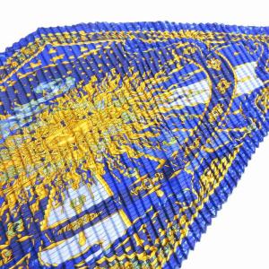 美品 GLORIA SOLI 栄光の日 プリーツカレ スカーフ シルク 青 ブルー 小物 SM3