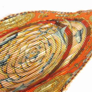 美品 REVES D ESPACE 夢の空間 プリーツカレ スカーフ シルク オレンジ 小物 SM3