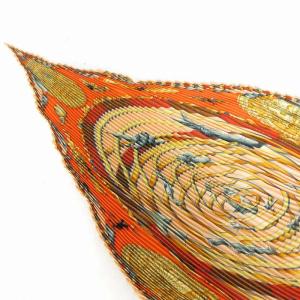 HERMES 美品 REVES D ESPACE 夢の空間 プリーツカレ スカーフ シルク オレンジ 小物 SM3