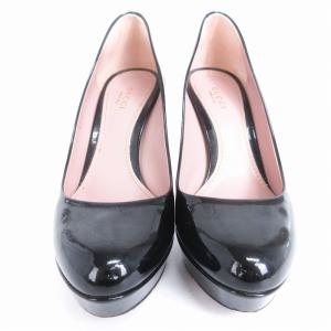 GUCCI パンプス ヒール エナメル パテント 309999 黒 ブラック 37 24cm