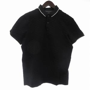 ポロシャツ 半袖 総柄 コットン 6G1FP0 1JHWZ 黒 ブラック L