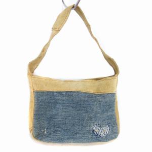 D&G ハンドバッグ ミニ デニム ダメージ加工 レザー インディゴ ベージュ 鞄 AA