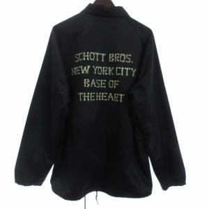 Schott コーチジャケット 長袖 プリント 3122059 黒 ブラック XL