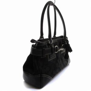 COACH 10245 ハンドバッグ トート シグネチャー ロゴ 総柄 鞄 黒 ブラック