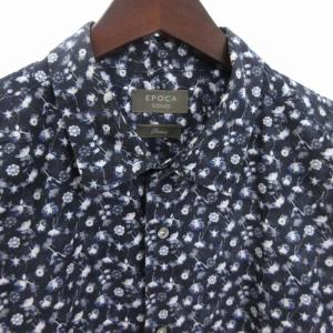 EPOCA UOMO シャツ 長袖 レギュラーカラー 総柄 コットン 青 ブルー 50 L位