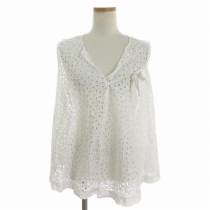 ノースリーブ カットソー ブラウス カットワークレース TT-B004 白 ホワイト M SM3