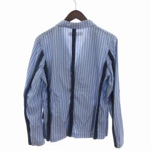 COMME des GARCONS SHIRT テーラードジャケット シングル 3B コットン 異素材 ストライプ S18143 青 ブルー S SM3