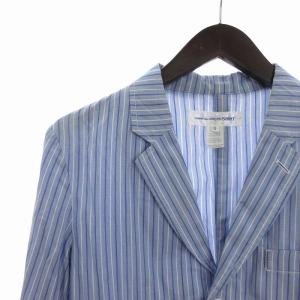 COMME des GARCONS SHIRT テーラードジャケット シングル 3B コットン 異素材 ストライプ S18143 青 ブルー S SM3
