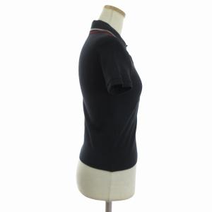 PRADA SPORT ポロシャツ カットソー 半袖 ロゴ刺繍 コットン 黒 ブラック S GY14