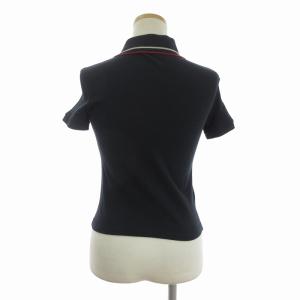 PRADA SPORT ポロシャツ カットソー 半袖 ロゴ刺繍 コットン 黒 ブラック S GY14