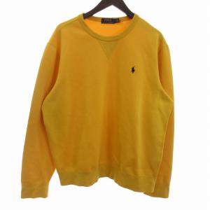 トレーナー スウェット 長袖 ワンポイント ロゴ コットン 黄色 イエロー L