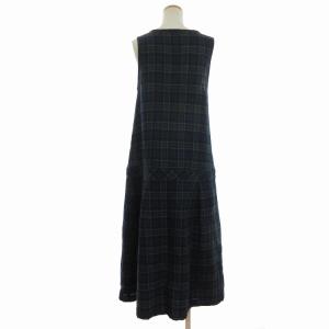 HOUSE OF LOTUS ワンピース ノースリーブ ロング チェック ウール 緑 グリーン F