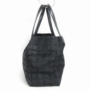 CHANEL ニュートラベルライン トートバッグ ココマーク 肩掛け ナイロン 総柄 黒 ブラック ECH