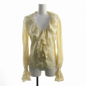 ブラウス シャツ フリル 長袖 イエロー ベージュ 9 M