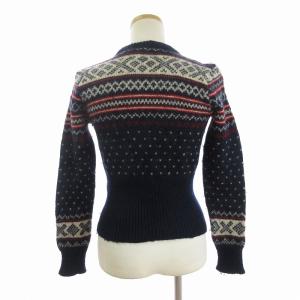 RALPH LAUREN カーディガン 長袖 ノルディック ウール 紺 ネイビー L トップス