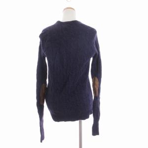 RALPH LAUREN カーディガン エルボーパッチ くるみボタン カシミヤ混 ウール 紫 パープル M トップス