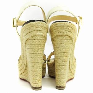 Christian Louboutin エスパドリーユ サンダル ウェッジソール 黒 ブラック ベージュ 37 23.5-24cm位 AA