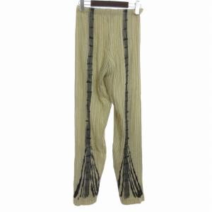 ISSEY MIYAKE プリーツ パンツ ロング プリント IM71-FF801 ベージュ M