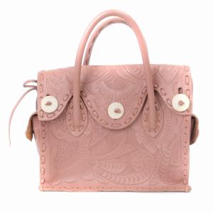 カービングバッグ ハンド 総柄 花柄 ピンク 鞄 ECH