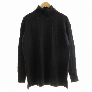 タートルネックニット セーター 長袖 カシミヤ混 XS ダークグレー 黒 ブラック