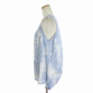 Y's 美品 24SS ドレープブラウス ノースリーブ ストライプ YY-B05-229 青 ブルー 2