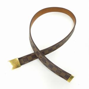 LOUIS VUITTON ダミエ サンチュール キャレ ベルト ハトメ M6803W 茶 ブラウン 小物 AA