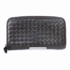 BOTTEGA VENETA イントレチャート 長財布 ウォレット ラウンドジップ 114076 茶 ブラウン AA