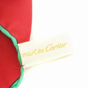 Cartier MUST DE CARTIER マストドゥカルティエ スカーフ 総柄 時計柄 シルク 赤 レッド