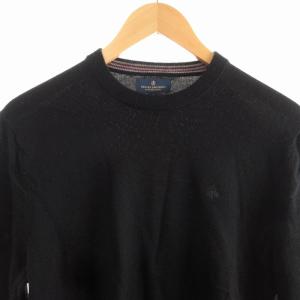 Brooks Brothers ニット セーター 刺繍 ウール 長袖 S 黒 ブラック