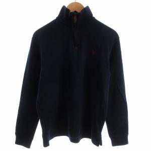 トレーナー ハーフジップ プルオーバー ポニー 刺繍 S 紺 ネイビー