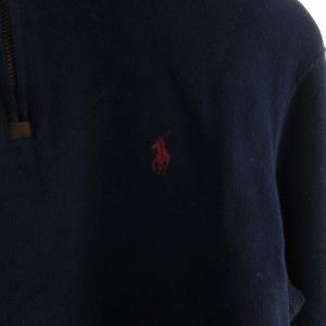 POLO RALPH LAUREN トレーナー ハーフジップ プルオーバー ポニー 刺繍 S 紺 ネイビー