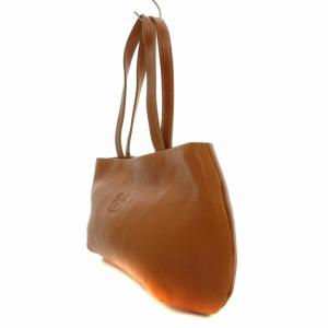 IL BISONTE ハンドバッグ トート コンパクト レザー ロゴ刻印 茶 ブラウン