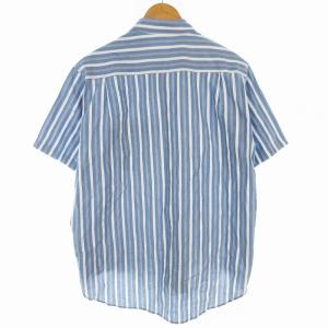 Y's for men シャツ ストライプ カジュアル 半袖 3 青 ブルー 白 ホワイト