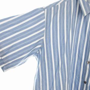 Y's for men シャツ ストライプ カジュアル 半袖 3 青 ブルー 白 ホワイト