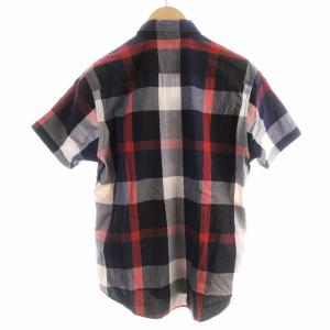 BLACK LABEL CRESTBRIDGE ボタンダウンシャツ コットン 半袖 チェック L 紺 ネイビー