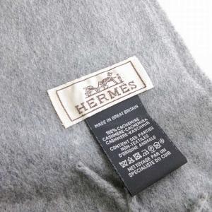 HERMES ワイドホース マフラー カシミヤ グレー