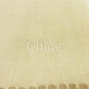 Chloe マフラーストール フリンジ 無地 ベージュ AA