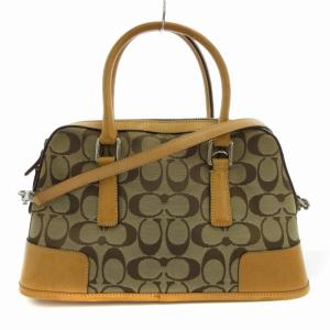 COACH シグネチャー ハンドバッグ ショルダーバッグ 2WAY キャンバス レザー 茶 ブラウン 6047