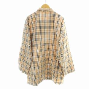 BURBERRY LONDON レギュラーカラーシャツ 長袖  カットソー ノバチェック ロゴ刺繍 M ベージュ GY09