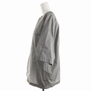Max Mara 銀タグ ブラウス シャツ ストーン シルク混 半袖 42 M グレー