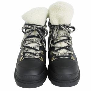 CHANEL スノーブーツ ボア ハイカット レザー シアリング ココマーク G35376 黒 36